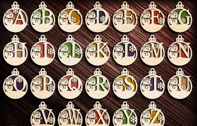 Monogram Snowman Christmas Ornament