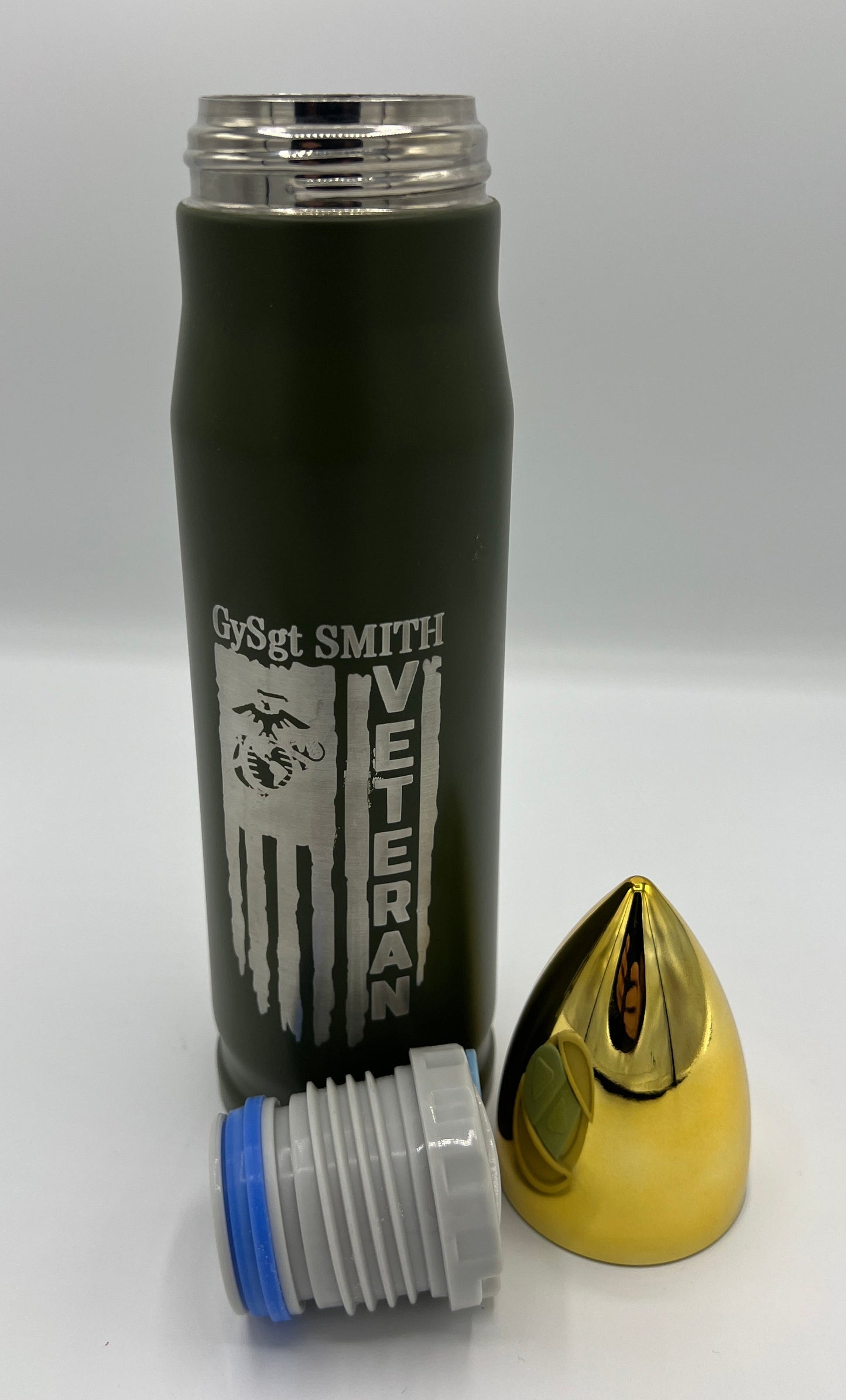 Customized 20 Ounce Bullet Water Bottle - Army Green