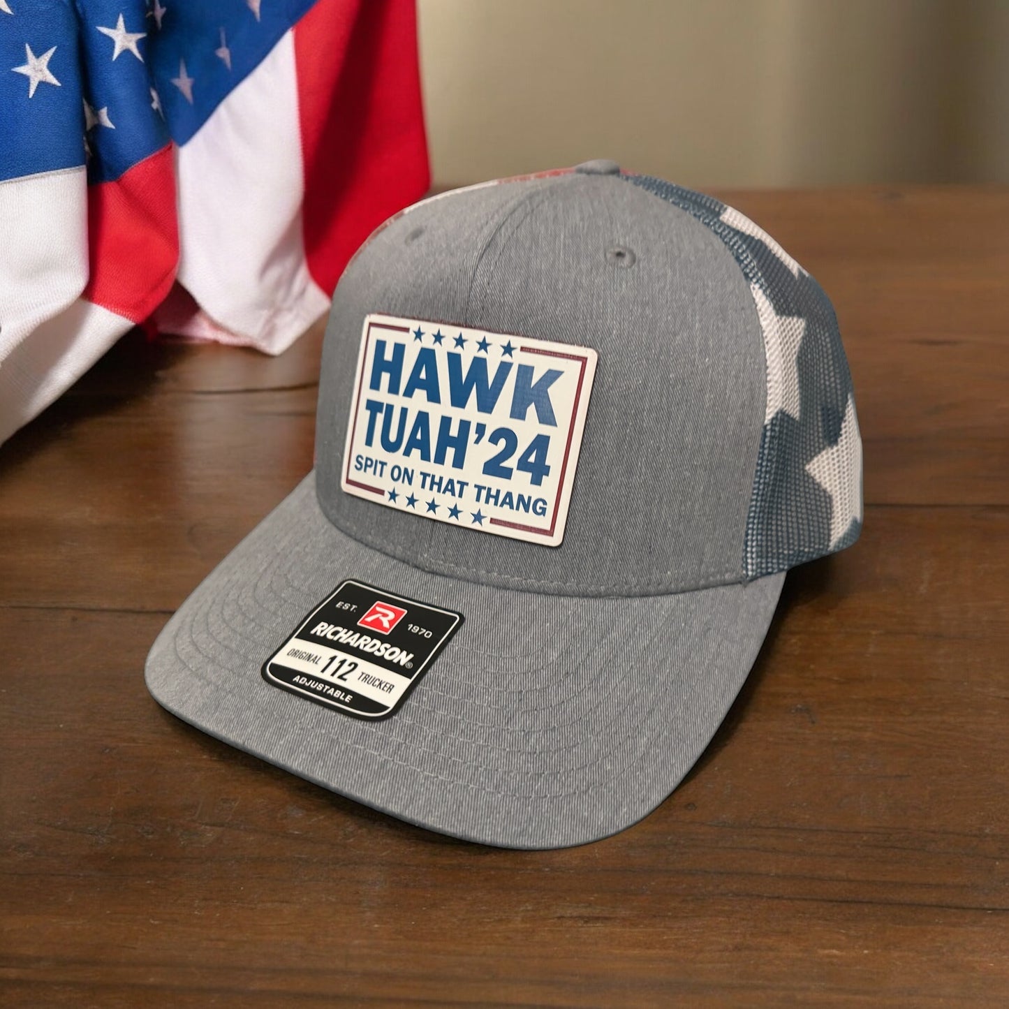 "Hawk Tuah" Stars & Stripes Richardson 112 Hat – The Ultimate Viral Sensation!