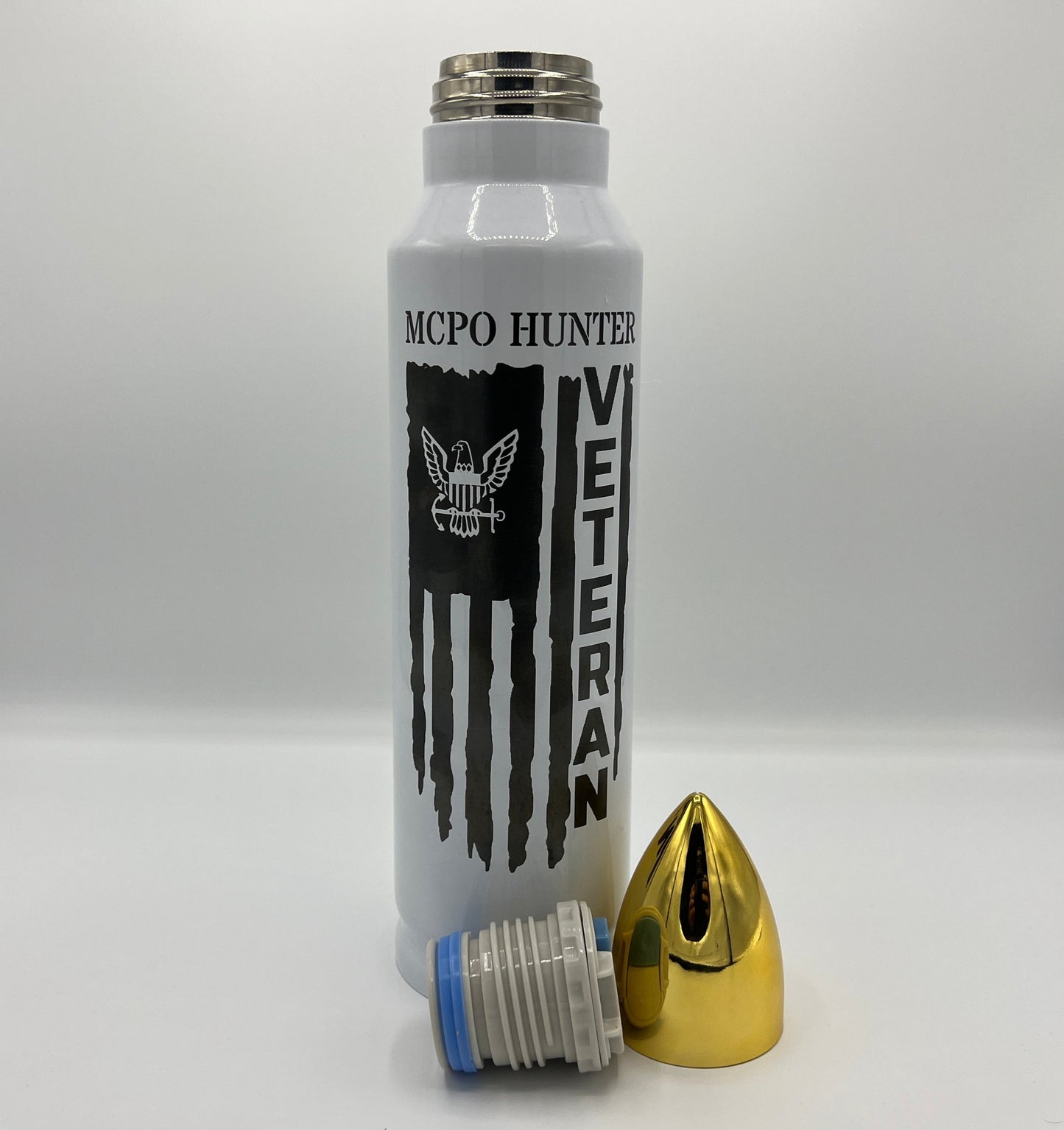 Customized 32 Ounce Bullet Water Bottle - White